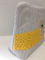 Preview: Kulturtasche beige/gelb mit Wunschmotiv in beige - personalisierbar