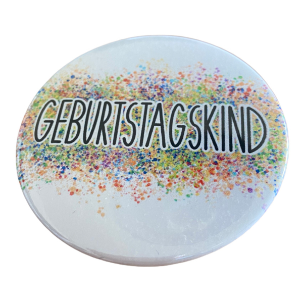 Button Geburtstagskind Konfetti mit Kleidermagnet