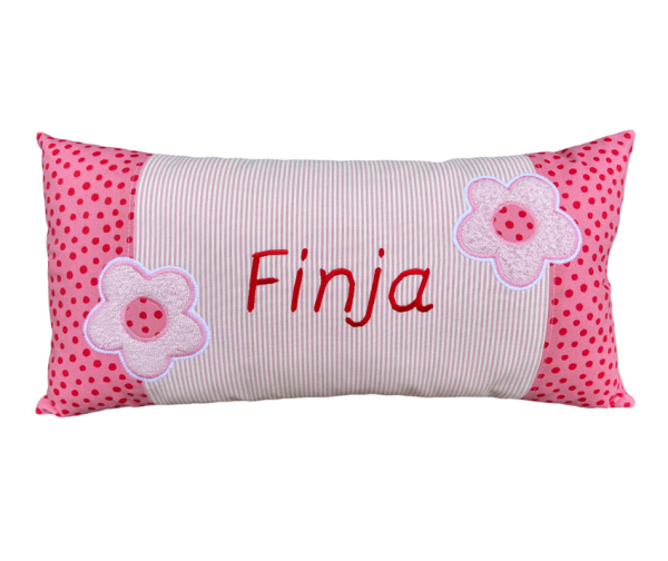 Namenskissen mit Blumen 25 x 50 cm - personalisierbar