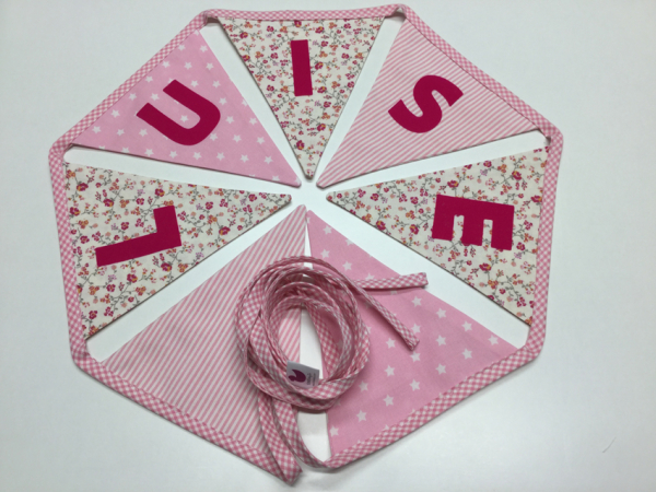 Wimpelkette im rosa Mix - personalisierbar