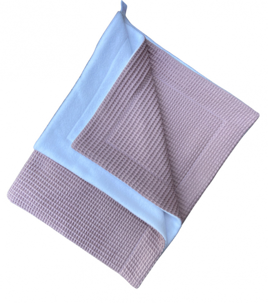 Babydecke aus Waffelpiqué & Polarfleece altrosa weiß 72 x 95 cm - personalisierbar
