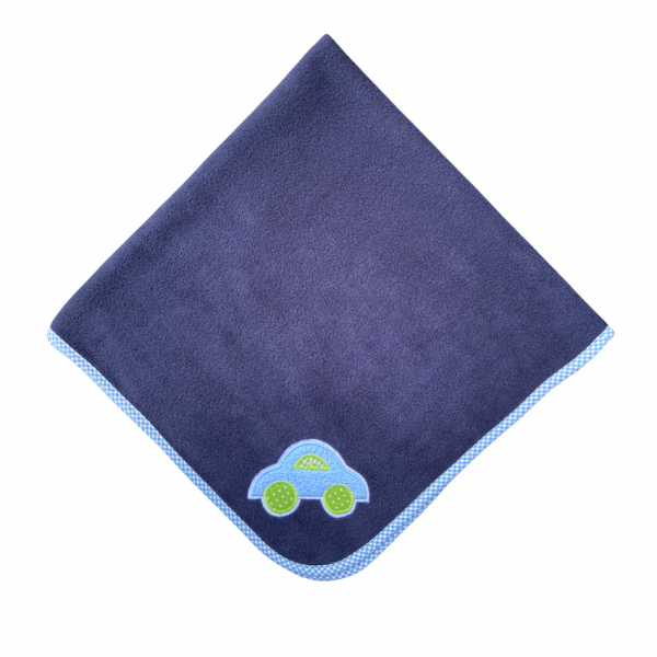 Babydecke dunkelblau mit Automotiv 75 x 75 cm - personalisierbar