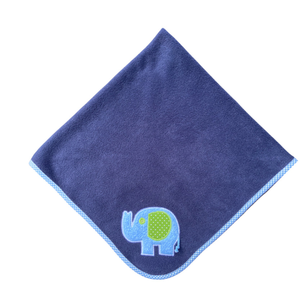 Babydecke dunkelblau mit Elefantenmotiv 75 x 75 cm - personalisierbar