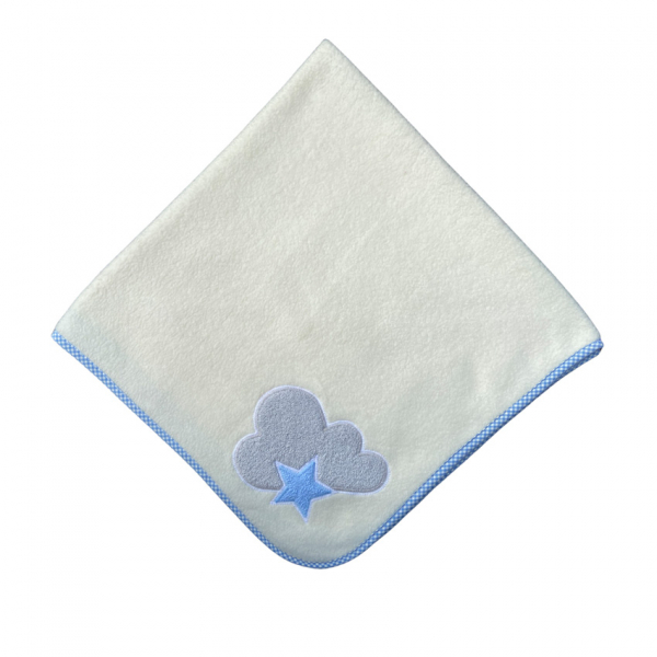 Babydecke natur mit Wolkenmotiv 75 x 75 cm - personalisierbar