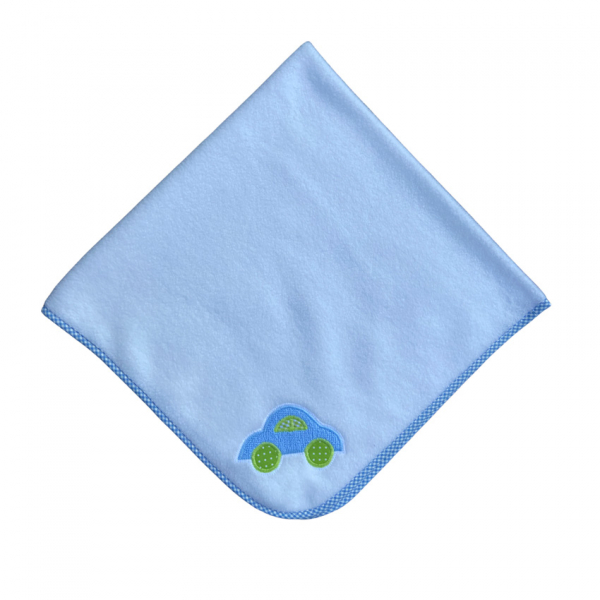 Babydecke weiß mit Automotiv 75 x 75 cm - personalisierbar