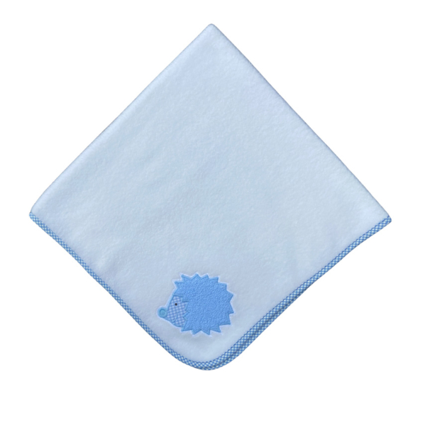 Babydecke weiß mit Igelmotiv 75 x 75 cm - personalisierbar