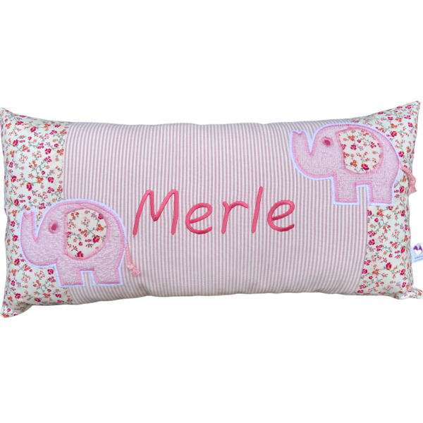 Namenskissen Modell Merle 25 x 50 cm - personalisierbar