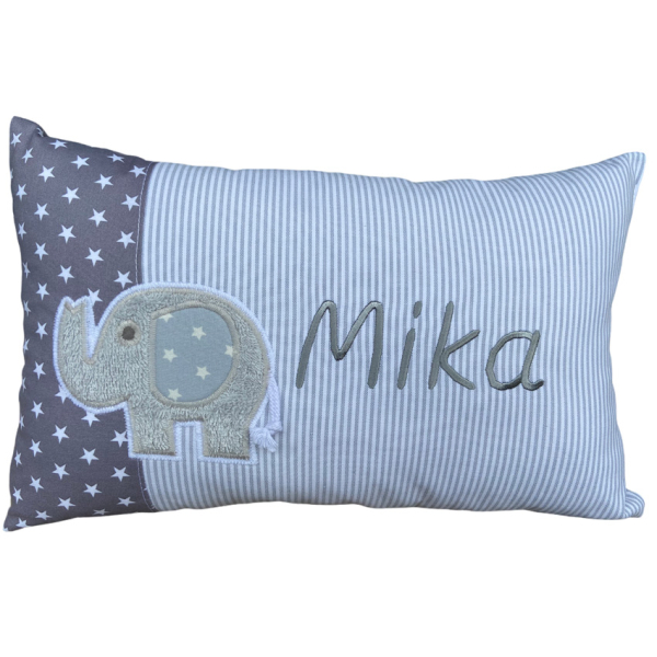 Namenskissen Elefant Modell Mika 25 x 40 cm - personalisierbar